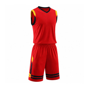 Conjunto de Uniforme de Baloncesto Ekin Impex Rojo sin Mangas con Cuello en V, Absorbente de Humedad, Transpirable para Adultos, Uniformes de Baloncesto Reversibles - Product Image 3
