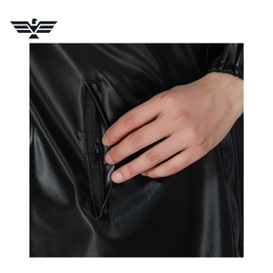 Veste de moto pour homme en cuir véritable noir, coupe slim, coupe-vent, manches longues, imperméable, style vêtement de travail, fermeture éclair, couleur unie - Product Image 6