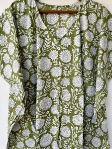 Nuevo Kaftán con Estampado Animal, Cuello en V, Cierre con Cordón, Corte Evase, de Algodón Suave Indio, con Encaje, Largo Completo, para Playa, para Mujer - Product Image 2