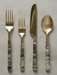 Modern Luxury Flatware Set Mirror Polished Gold Cutlery with <b>MOP</b> <b>Handle</b> Dishwasher Safe Wedding Dinnerware - Product Image 4
