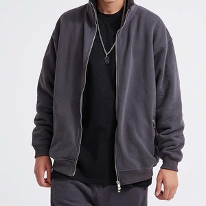 Men's Gray Zip-Up <b>Fleece</b> Pullover <b>Jacket</b> Regular Fit Hooded Cartoon Pattern Spring Wear Breathable 100% Cotton Knitted <b>Lined</b> - Product Image 2