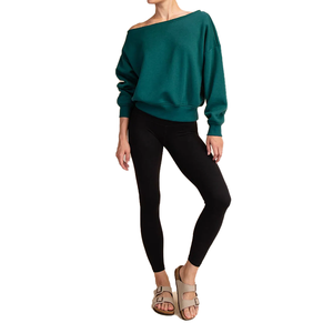 Sweat-shirt en laine écologique vert forêt pour femme, coupe oversize, col rond, ultra doux, style streetwear, personnalisable avec logo - Product Image 1