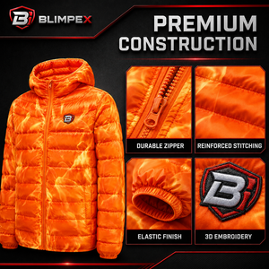 Wholesale Custom Mens Flame Print Hooded Puffer Jacket Quilted Winter <b>Bubble</b> <b>Coat</b> OEM Private Label Direct from Factory Blimpex - Product Image 2