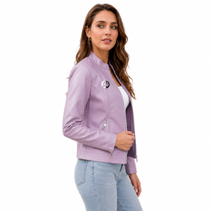high quality <b>woman</b> leather <b>jacket</b> offering sleek design comfortable fit and reliable warmth for everyday fashion and outdoor use - Product Image 4
