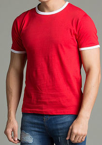 Camiseta Roja de Alta Calidad en Jersey Transpirable de Algodón y Elastano, Talla Grande, con Ribete Blanco para Hombre y Mujer - Product Image 3