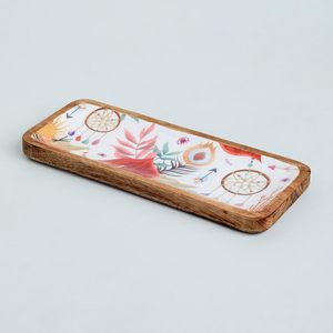 Restaurant Server <b>Top</b> Notch Wooden Floral Printed Rectangular Platter Handcrafted Exclusive Design <b>Decorative</b> for Home Usage - Product Image 6