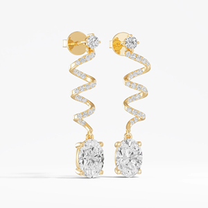 Pendientes de Diamantes Ovalados en Oro Amarillo de Lujo ZAWO con Diseño en Espiral, Diamantes Mossinate Certificados por GIA, Joyería de Boda para Mujer - Product Image 3