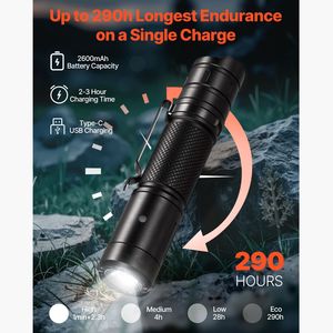 Torcia LED Ricaricabile ad Alta Luminosità con 6 Modalità di Illuminazione, Impermeabile IP66, per Casa ed Escursioni - Product Image 4