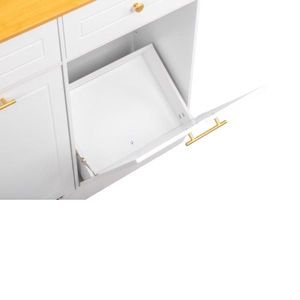FCH White Kitchen Trash Can Cabinet with 2 Doors 2 Drawers 2 Dirty Clothes Bag Storage - Product Image 4