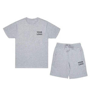 Ensembles d'été en coton de qualité supérieure avec logo personnalisé, t-shirt et short en coton lourd lavé - Product Image 4