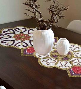 Camino de Mesa Decorativo con Cuentas y Flores, Estilo Elegante y Sencillo, Camino de Mesa en Varios Colores - Product Image 4