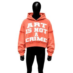 WHOLESALE CORAL GRAPHIC PULLOVER ART IS NOT A CRIME OVERSIZED <b>HOODIE</b> VINTAGE WASH TRENDING WINTER <b>HOODIE</b> COMFORT FIT URBAN STYLE - Product Image 1