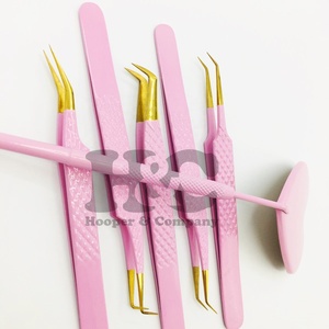 Pinzas de calidad Premium, pinzas de pestañas rectas de clasificación superior, pinzas de extensión de visón rosa claro, espejo de corazón, visón sostenible - Product Image 1