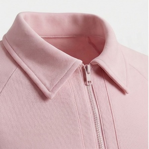 Chemises polo à col quart zippé en coton 100% de haute qualité, poids lourd, couleur contrastée personnalisée, pour vêtements homme, design grande taille - Product Image 4