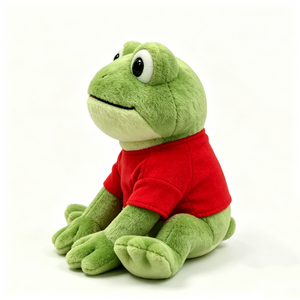 Peluche de rana, rana verde de peluche, peluche de rana con camisa roja, muñeco de peluche de rana sentado - Product Image 1