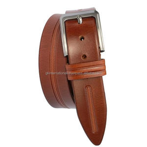 Ceinture décontractée en cuir pleine fleur véritable Tan pour hommes ceinture décontractée d'affaires en cuir de créateur fait à la main pour unisexe - Product Image 1