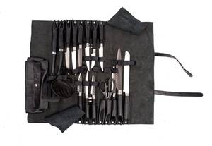 Nouvelle conception, sac de rangement pour couteaux de chef en cuir Crazy-Horse classique, fentes pour couteaux, écologique, léger, portable - Product Image 6