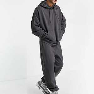 Ensemble deux pièces d'hiver, pulls oversize, pantalons longs décontractés, combinaison de sport en molleton à capuche pour hommes, 100% coton biologique, respectueux de l'environnement - Product Image 5
