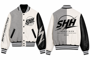 SHH INDUSTRIES Varsity <b>Jacket</b> Men Printed Logo Letterman Baseball Bomber <b>Jacket</b> PU <b>Leather</b> Sleeves Streetwear OEM Manufac - Product Image 3