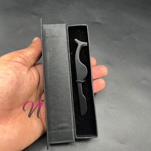 Mayye Custom Logo Eyelash Applicator Tool <b>Black</b> Powder Coated Stainless Steel Strong <b>Hold</b> Lash Extension Tool - Product Image 6