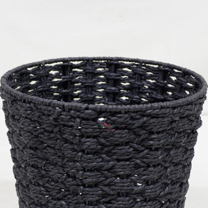 Handmade Black Round Paper <b>Rope</b> <b>Basket</b> Eco-Friendly Sustainable Minimalist Design Home Decor Multifunctional <b>Storage</b> Container - Product Image 2