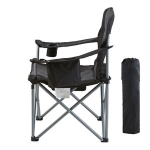Sedia da Campeggio Pieghevole Robusta per Adulti con Supporto Lombare, Braccioli Imbottiti, Tasche Laterali e Portabicchieri - Product Image 1