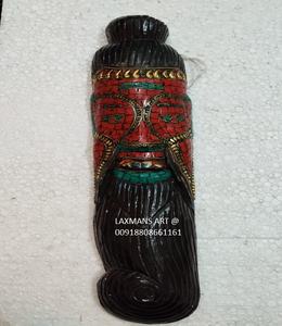 Masque en bois de conception africaine perlé sculpté à la main tenture murale Art décor Ganesh tentures murales masques en bois masque népalais en bois - Product Image 1