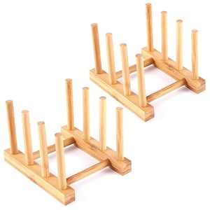 Égouttoir à vaisselle en bois pour comptoir de cuisine, support de séchage pour assiettes, bols, tasses, couvercles de casseroles, organisateur de rangement pour cuisine - Product Image 3