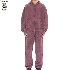 Ensemble de survêtements vintage en molleton de coton pour homme, coupe ample confortable, avec capuche ajustable et pantalon de jogging, en vente en ligne - Product Image 1