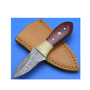 Cuchillo para Ostras de Acero de Damasco Hecho a Mano, Ecológico y Personalizable, Premium, con Mango de Madera Pakka, para Amantes, 2025, Viene con Funda de Cuero - Product Image 3