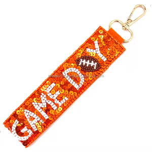 Handmade Beaded Embroidered Eco-Friendly Durable Keychain Custom Sequin <b>Bag</b> <b>Charm</b> Fabric Key Ring Women Girls Personalized Gift - Product Image 4