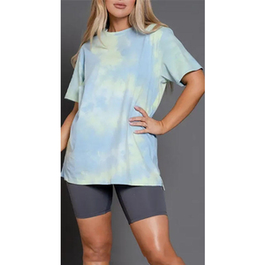 T-shirt oversize tie-dye pour femme, manches courtes, col rond, coupe ample, en jersey de coton respirant, idéal pour le printemps et l'été, tenue décontractée - Product Image 1