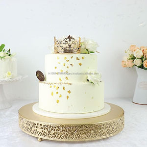 Servidor de pastel metálico redondo personalizado con acabado mate ligero para decoración del hogar, uso doméstico ocasional para bodas - Product Image 3