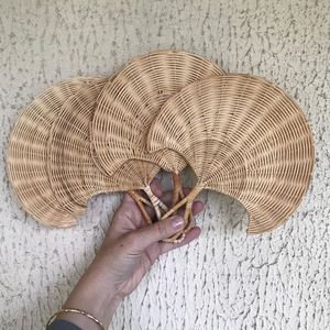 Éventail en paille tressé à la main sophistiqué, en fibres naturelles de rotin, élégant, pour plage tropicale, fête, cadeau décoratif - Product Image 5