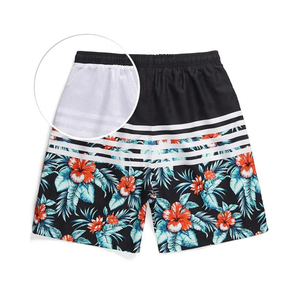 Shorts de bain pour hommes en toile 100 % polyester, design de haute qualité, taille élastique, shorts de plage pour hommes en stock - Product Image 3