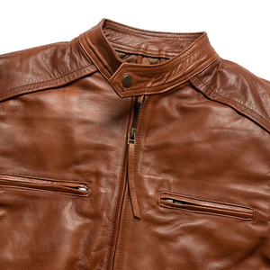 Chaquetas para Hombre, Chaqueta de Cuero Genuino Negro, Estilo Motociclista, Capa Superior de Piel de Vaca, Abrigo Delgado de Moda para Caza, Alta Calidad - Product Image 5