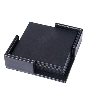 <b>Square</b> SquarLeather Coasters Set of 6 with Holder,Cup Mat Pad for Home,Kitchen And Office Use leather Coaster set with Holder - Product Image 1