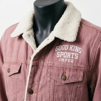 Nouvelle veste en jean sherpa pour homme, 100% coton, col montant, logo sur le devant, à capuche, chaude, pour l'hiver, style décontracté