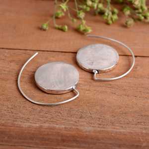 Handmade 925 Sterling <b>Silver</b> Disc Hoop <b>Earrings</b> Boho & Hippie Circle Dangle <b>Wedding</b> Gift Custom Jewelry Manufacturer - Product Image 3