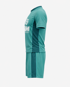 ชุดฟุตบอลสีเขียวแบบกำหนดเอง เสื้อแขนสั้นและกางเกงขาสั้นสำหรับฝึกซ้อม ชุดทีม - Product Image 3