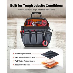Borsa Portautensili da 13,2 Pollici con 39 Tasche, Organizzatore Portatile per Manutenzione Elettrica, Contenitore in Plastica Rigida - Product Image 4