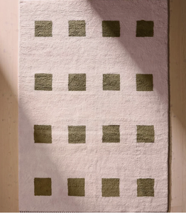 Alfombra Moderna Hecha a Mano con Lana Tufted, Color Verde Crema, Ecológica, Antideslizante, para Sala de Estar, Niños, Adultos, Uso Comercial y de Oración - Product Image 1