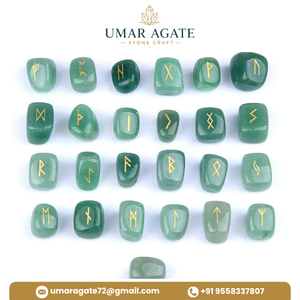 Juego de Runas de Aventurina Verde Natural, Piedras de Cristal Talladas para Adivinación Espiritual, Venta al Por Mayor - Product Image 3