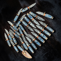 Couteau de chasse artisanal en acier Damas avec logo personnalisé, manche en bois, outil multifonctionnel pour le camping en plein air, dureté 56HRC, garantie 3 ans