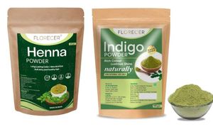 Poudre d'indigo bio Florecer pour cheveux + Poudre de henné Florecer pour cheveux |   Mehandi |   Combo de poudre de henné et d'indigo |   Couleur de cheveux - Product Image 2