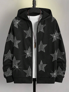 Custom crystal rhinestone hoodie unisex <b>thick</b> <b>fleece</b> pullover stylish winter design perfect for wholesale business - Product Image 3