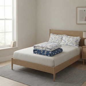 Drap plat classique imprimé floral 100% coton 150tc Grade A, lavable toute saison, Flora nordique - Product Image 6