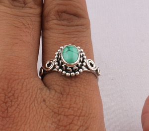 Wholesale Natural <b>Turquoise</b> <b>Ring</b> 925 Sterling Silver Vintage Statement <b>Rings</b> Semi Precious Gemstone Jewelry for Women 2026 Trend - Product Image 3