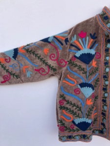 Wholesale <b>Reversible</b> Vintage Embroidered Floral Pattern Velvet Bomber <b>Jacket</b>-Eco-Friendly Windproof Breathable Unisex Winter - Product Image 4