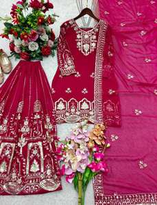 Colección de Vestidos Modernos de Diseño Étnico Indio Bollywood para Mujer, Traje Sharara Gharara con Bordado Intenso, Nuevo Look Festivo Salwar - Product Image 5